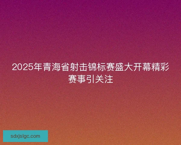 2025年青海省射击锦标赛盛大开幕精彩赛事引关注