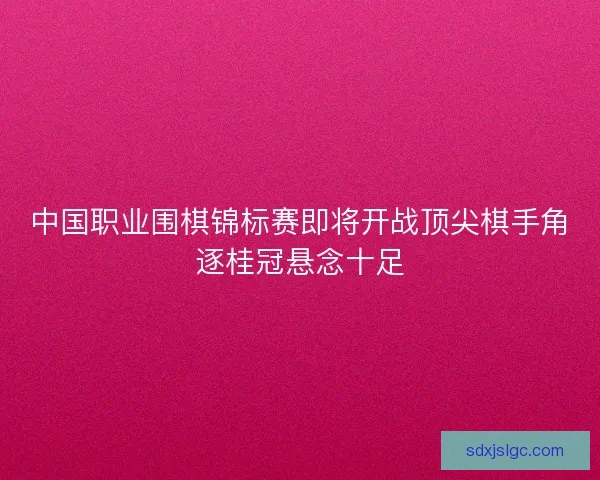 中国职业围棋锦标赛即将开战顶尖棋手角逐桂冠悬念十足