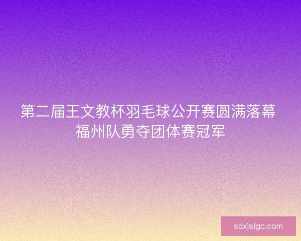 第二届王文教杯羽毛球公开赛圆满落幕 福州队勇夺团体赛冠军